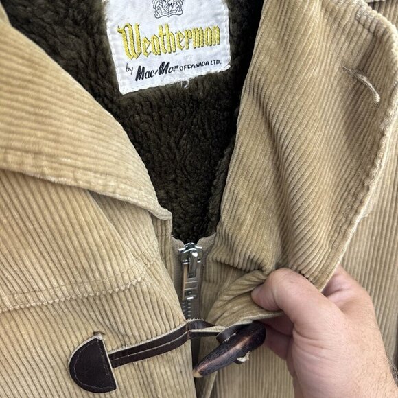 Vintage Mac Mor Weatherman Men 42 M Duffle Corduroy Coat 80s Sherpa Lined Toggle - Picture 3 of 9
